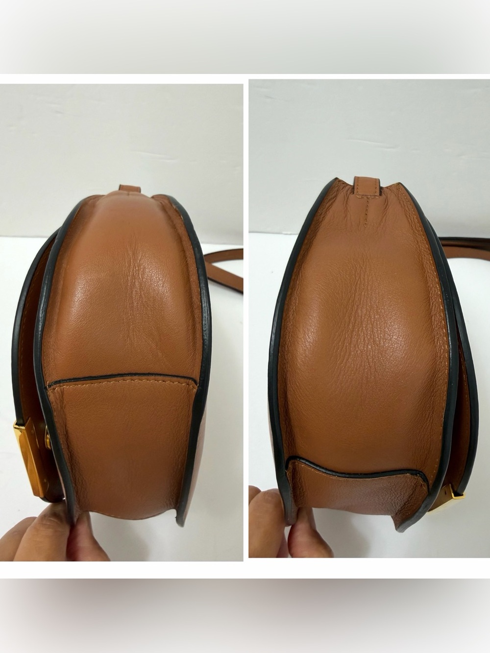 Cuyana Mini Saddle Leather Crossbody Bag in Caramel - Picture 8 of 16